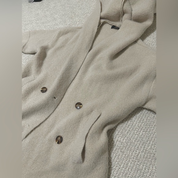 Zara Knit Double Breasted Hooded Cardigan beige M - Picture 7 of 9